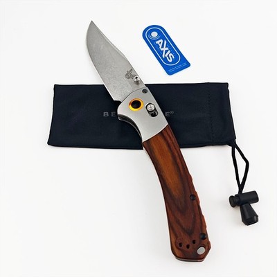 Benchmade 15080-2 Crooked River Dark Brown Wood Handle AXIS  Lock Folding Knife