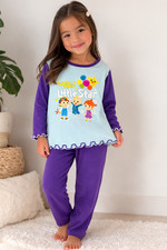 Girls CocoMelon Pyjamas Set PJ's Size Age 1 2 3 4 5 Years Aqua Purple Coco Melon