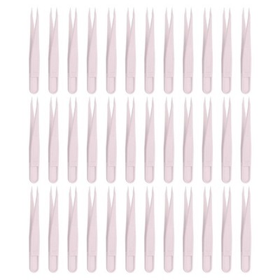 30 Pack Plastic Tweezers for Crafts, 3.1'' Pointed Tweezers Bulk(Pink)