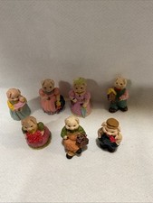 Vintage Collection Of Anthropomorphic Pig Figurines 1991 Little Piggys Lot Of 7