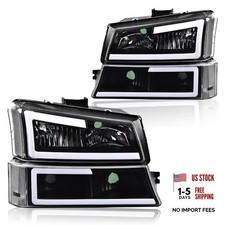 LED Headlight Assembly Compatible with Fit Silverado Avalanche 2003-2006 Clear