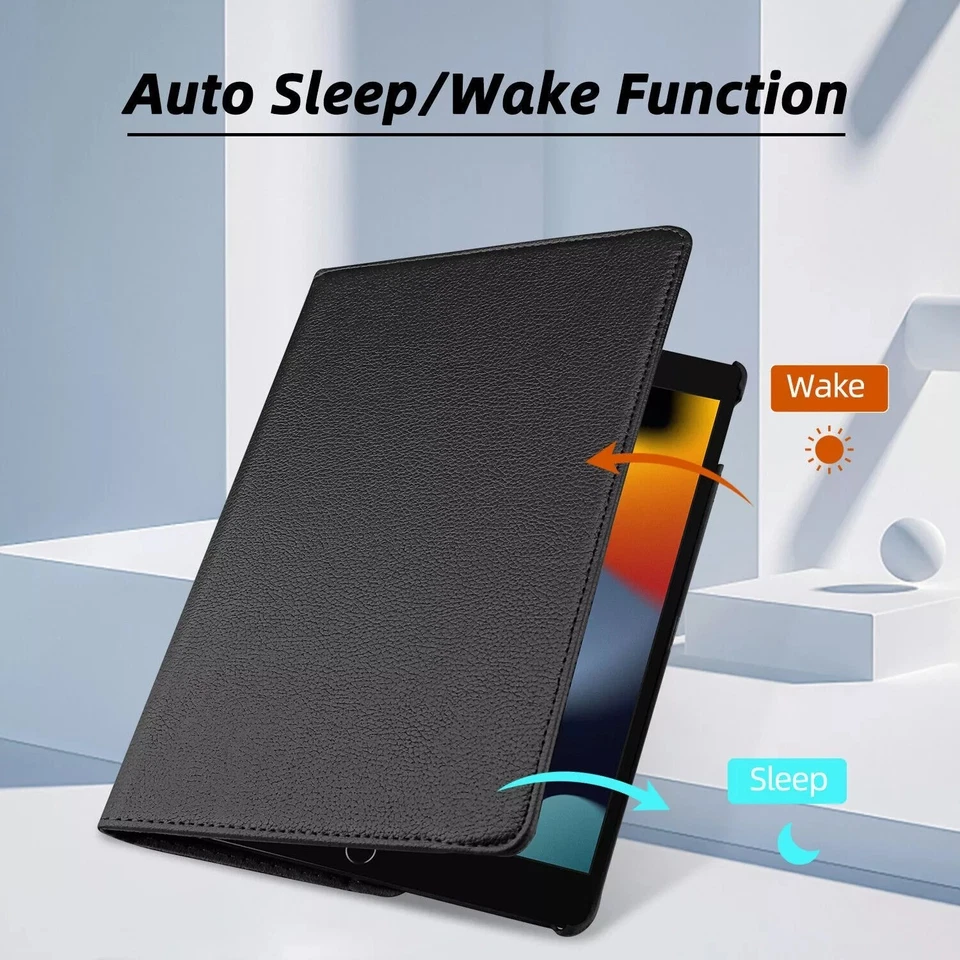 Funda inteligente con soporte de cuero giratoria 360 para iPad 10.2 9ª 8ª 7ª generación Foto 3 de 4
