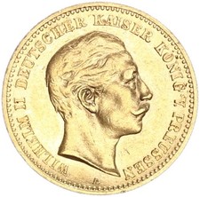 Prussia Wilhelm II 10 Mark 1890 A Gold First Year VF+ Hunter 251