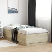 Bettgestell Mit LED 100X200 Cm Sonoma-Eiche Holzwerkstoff