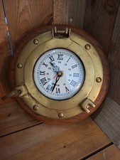 Porthole Wall Clock 8" Brass Marine/Ship/Antique Style
