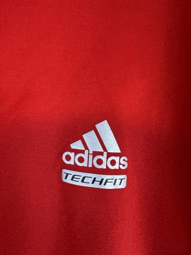 Adidas Climalite Shirt Men's 2XL Red Short Sleeve Tech Fit Base Layer Logo EUC - Picture 4 of 9