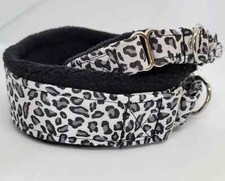 Fleece Lined White Leopard Pint Martingale Collar, Non Adjustable