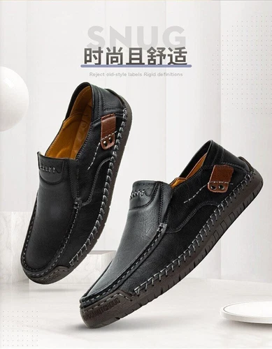 New Womens Men's Leather Handmade Shoes Loafers Breathable Slip On Driving Boots - Bild 10 von 27