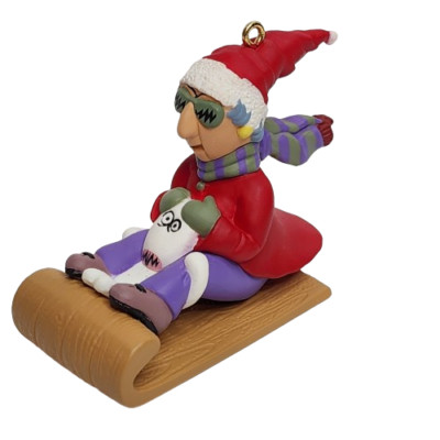 Vintage 1998 Hallmark Maxine Ornament Sled With Dog Christmas Very Nice!
