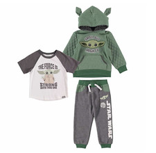 Baby Yoda Boys Outfit Costume Hoodie Shirt Pant Set Star War Grogu 4 5 6 7 NWT