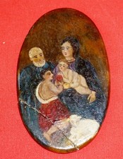 800-NATIVITA'-MADONNA CON GESU' BAMBINO-OLIO SU MARMO-CON CORNICE-MINIATURA