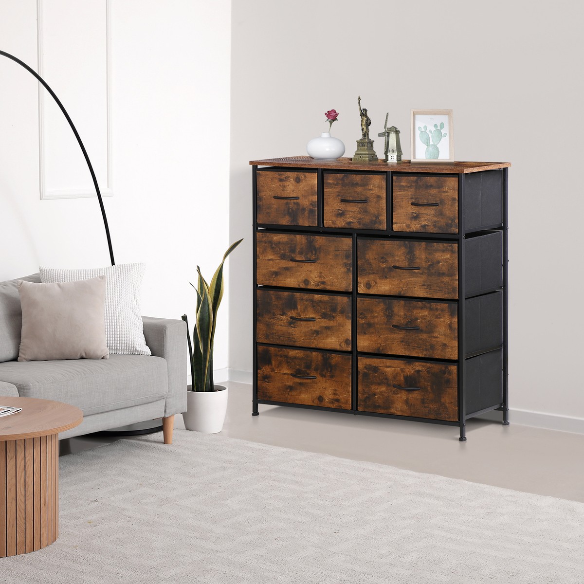9-Drawer Dresser Fabric Storage Tower Control Endless Organizer, Rusty-brown  | eBay