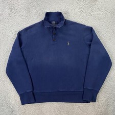 Polo Ralph Lauren Sweater Mens Large Fleece Pullover Preppy Pony Old Money Blue