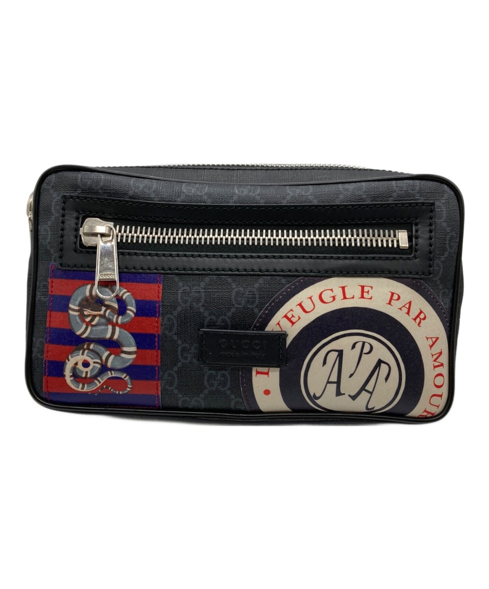 GUCCI GG Supreme Print Body Bag 474298 black | eBay