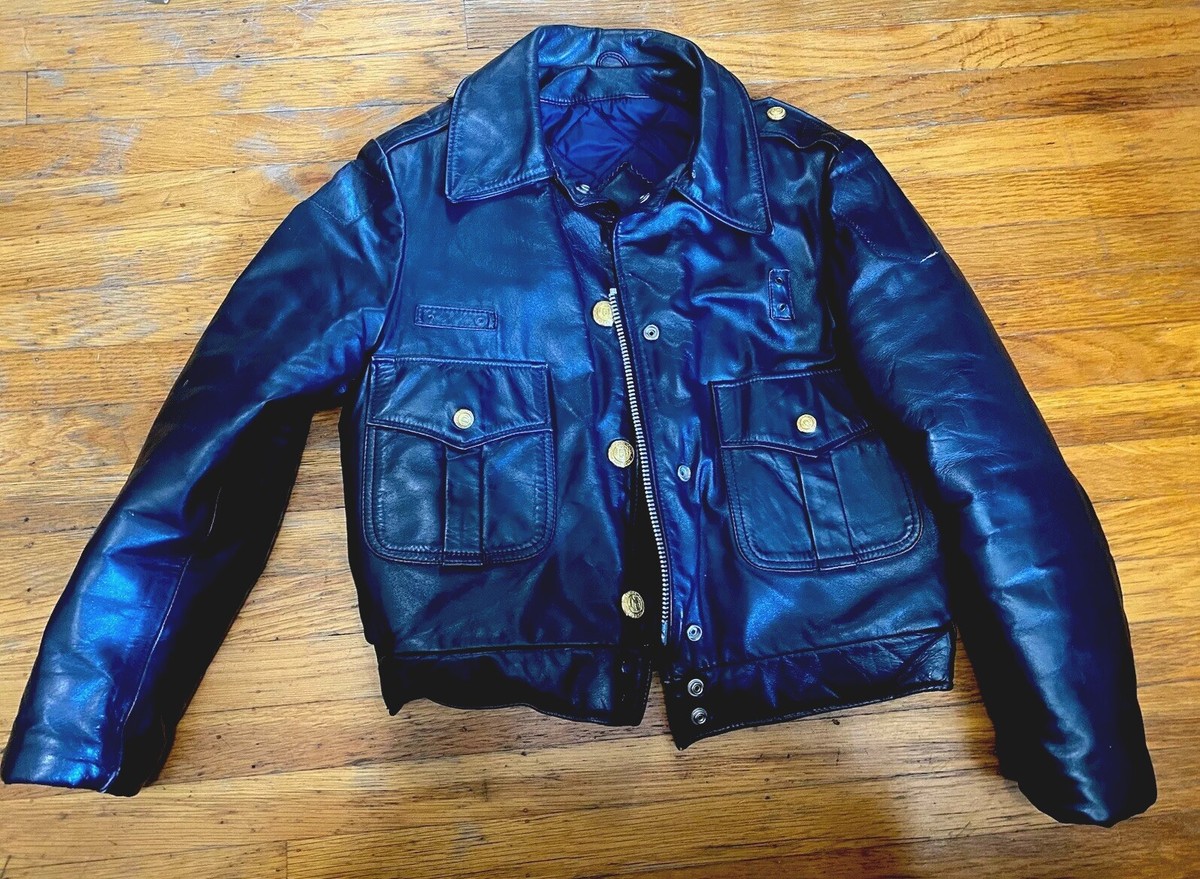 Nates Leather Chicago Police Jacket (Cropped) Size 12 | eBay