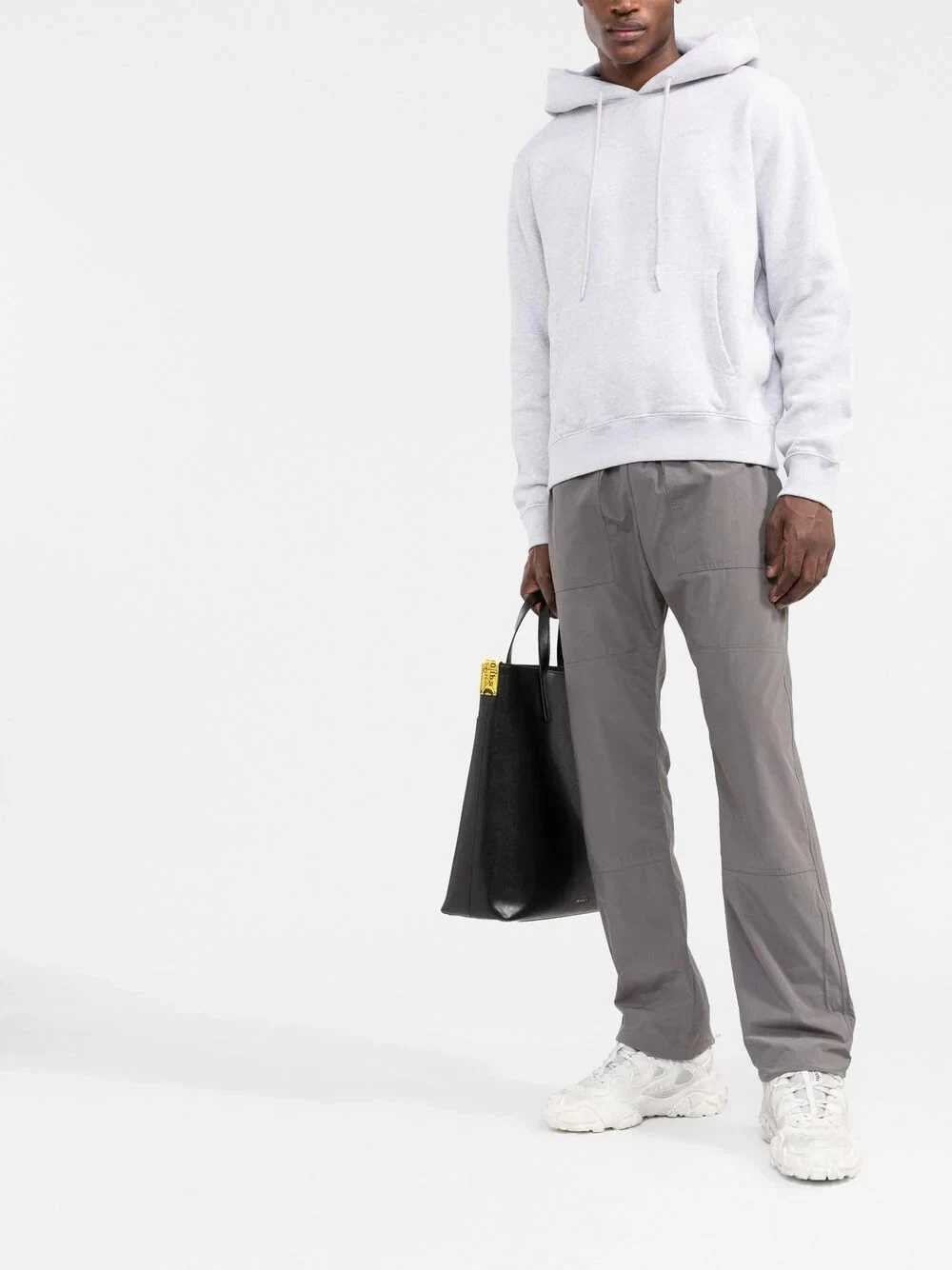 OFF WHITE Felpa con cappuccio in gomma con logo grigio sporco taglia XS vestibilità rilassata