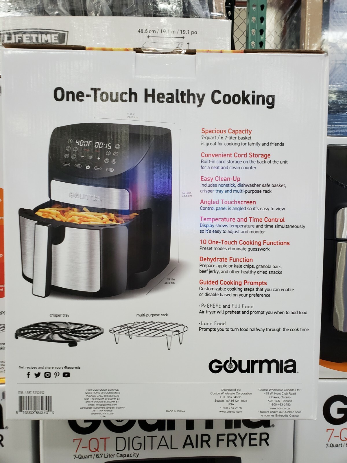 Gourmia 7 Qt Digital Air Fryer with Guided Cooking, Stainless