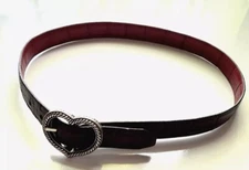 Womens Brighton Belt B40028 Vintage Red Brown Reversible Silvertone L/34