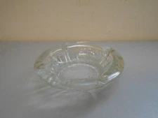 Vintage KIG Indonesia Clear Glass Round Ashtray with Embossed Flowers