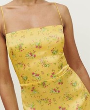 Reformation Yellow Floral Maxi Dress 100% Silk Size 4US/8UK
