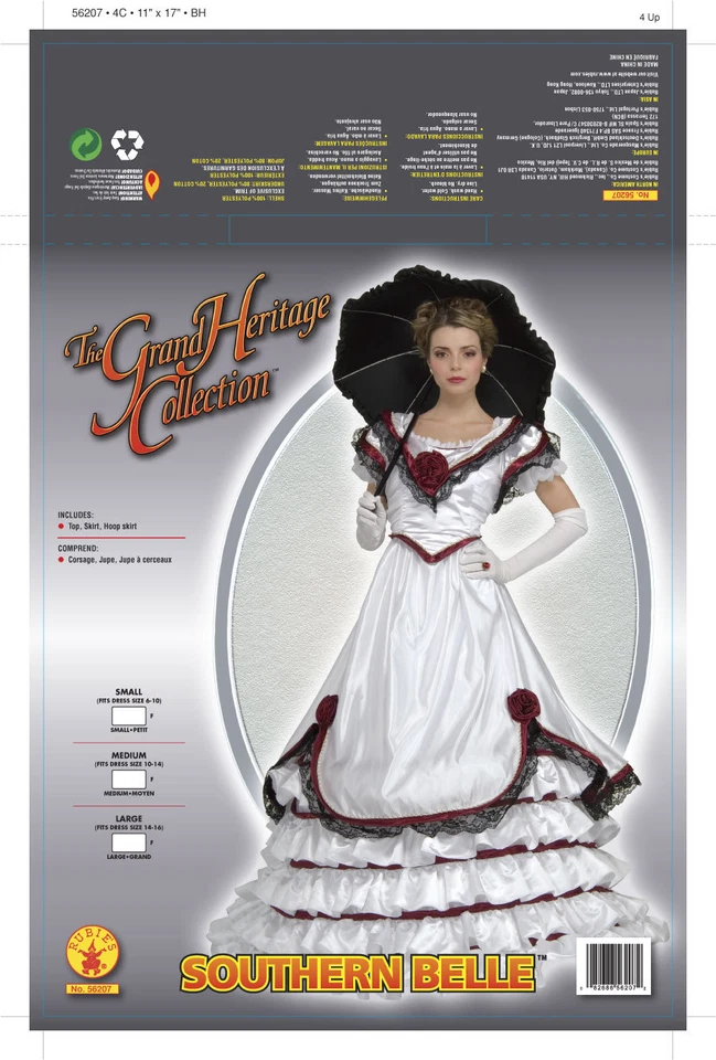 Top Disfraz Grand Heritage Blanco SOUTHERN BELLE + Falda con Aro Pequeño 6 7 8 9 10 Foto 2 de 4