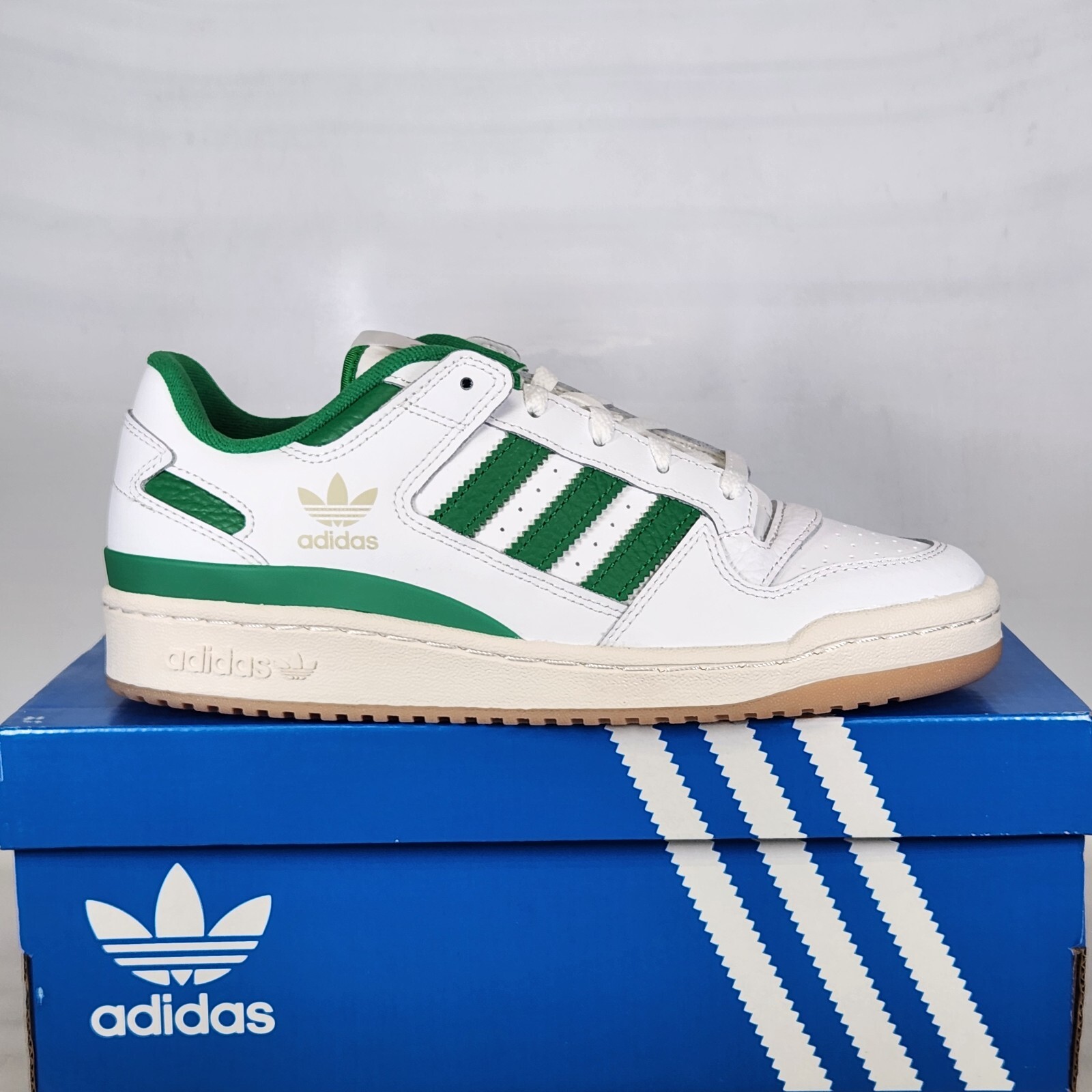 Size 10 - adidas Forum Low CL - Cloud White &sol; Dark Green - Mens - IH7820