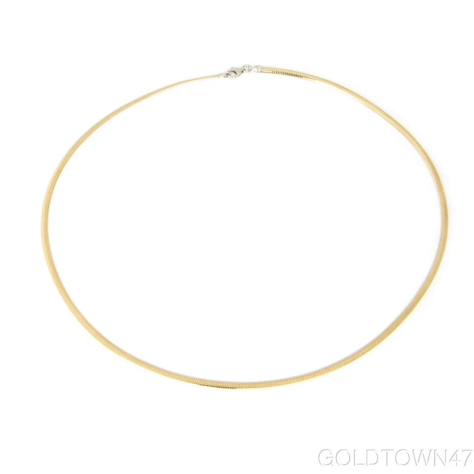 Двусторонняя цепочка Omega желтое + белое золото 14 карат с замком омара 16 дюймов или 18 дюймов - Изображение 4 из 4