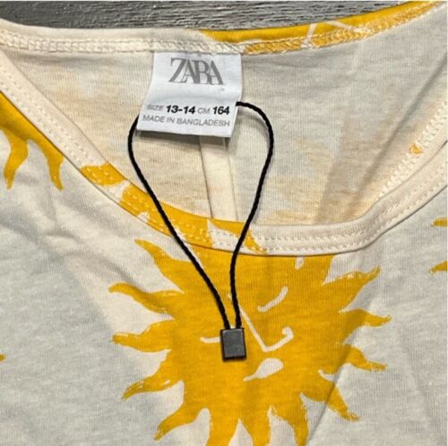 Zara Girls White Tank Yellow Suns Tie Back NWOT 13/14 - Picture 3 of 6
