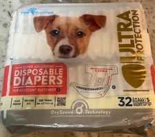 NEW 32 Paw Inspired Disposable Dog Female Diapers LEAK PROOF SMALL 14"-19" Waist