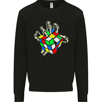 Skelett Hand mit Retro Puzzle 80er Kinder Sweatshirt Pullover