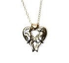 925 sterling silver love birds 10k  diamond Heart pendant chain necklace 4.1g 18 — photo 1