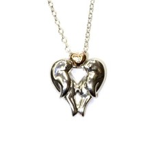 925 sterling silver love birds 10k  diamond Heart pendant chain necklace 4.1g 18
