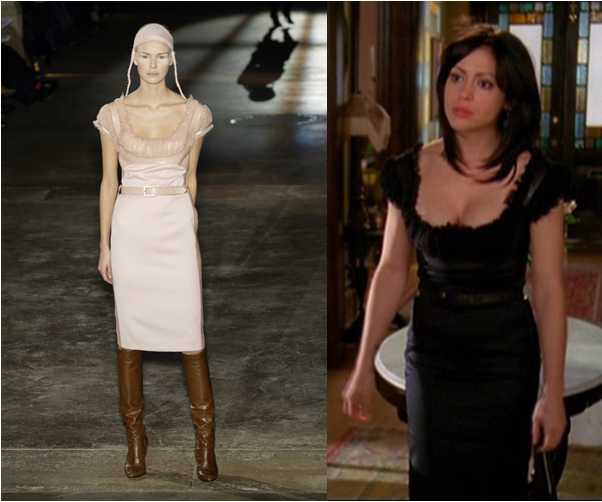 ALEXANDER MCQUEEN FW02 Vintage Leather Trim Wool Dress IT38/IT40