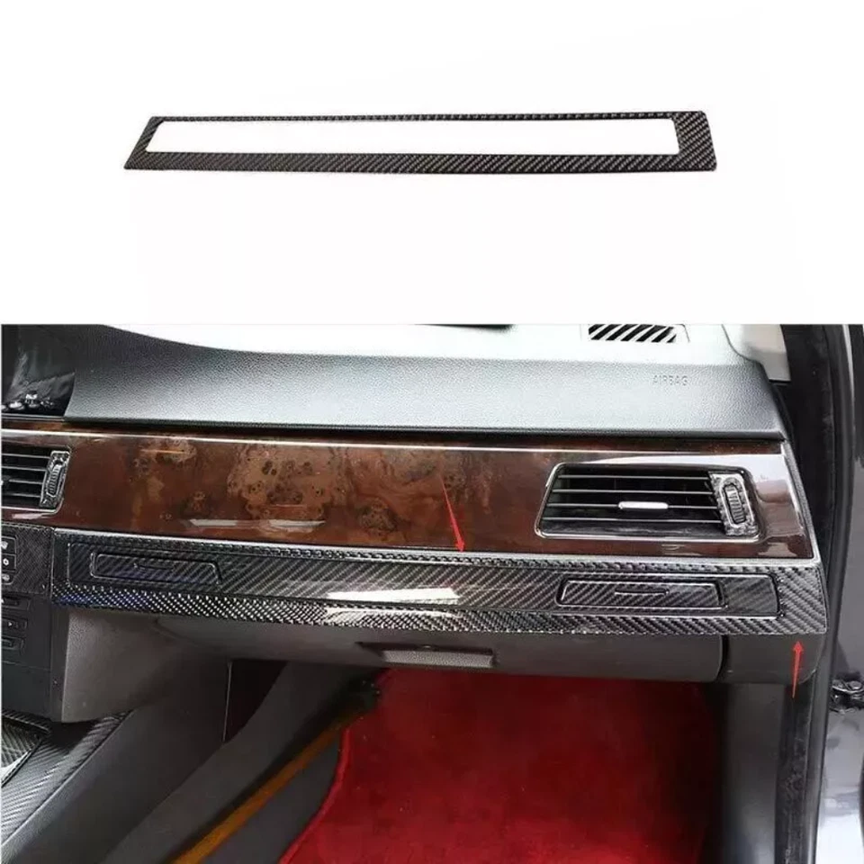 Real Carbon Fiber Console Co-Pilot Dashboard Cover Trim For BMW 3-Series 05-12 - Image 2 of 4