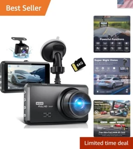 2.5K & 1080P Caméras Dash – 3.2'' IPS Écran, enregistrement de boucle, 24H Protection