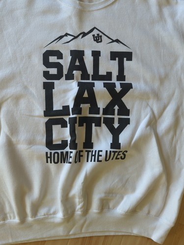 Salt Lax Utes Sweatshirt XL Jerzees Nublend Crewneck Lacrosse White Mint - Picture 3 of 10