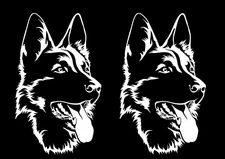 German Shepherd 2 PK White Vinyl Graphic Decal Car Window Laptop Notebook Tablet