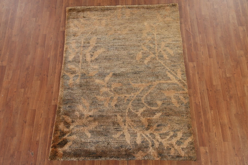 Transitional Nature Print Moroccan Oriental Area Rug 5'x7' Jute Hand-knotted Rug - Image 2 of 4