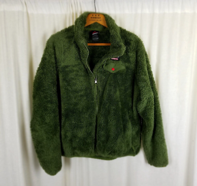 アイドル 写真 オリーブグリーンジャケット Gerry Deep Pile Plush T Snap Fleece Sweater Jacket Mens M Cookie