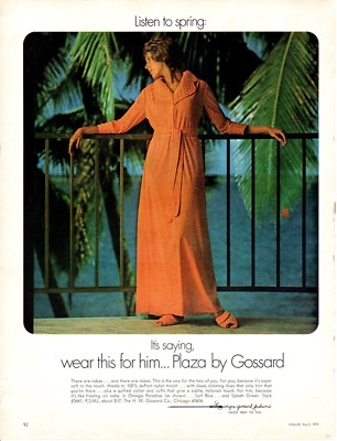 1973 Vintage print ad Fashion orange Robe Plaza by Wayne Gossard Fashion Chicago