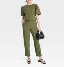 Women's A New Day High-Rise Pin-tuck Dress Pants Olive 6 Retail 30 NWT