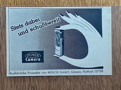 Minox Camera Giessen Heuchelheim Original 1956 Vintage Advert Werbung Reklame