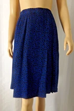 CARLISLE pleated Skirt 2 blue black dots Vintage  NWT 100% Silk