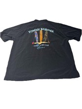 Tommy Bahama Men  s 100 Silk Camp Shirt Embroidered Curry A Big Stick XL Black