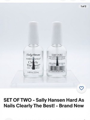Sally Hansen Hard As Nails Clearly The Best Nail Hardener 0.45 oz Set of 2 New