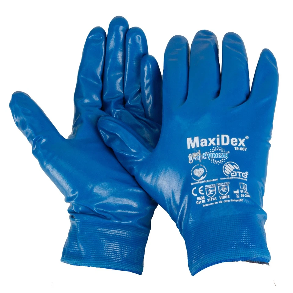 12 Paar MAXIDEX Hybrid-Handschuhe Schutz- Montagehandschuhe BLAU Größe 9 / L - Bild 1 von 1