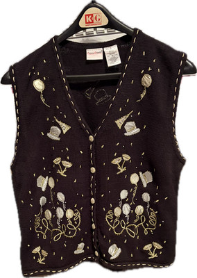 Vintage Women s Holiday Bobbie Brooks Blink and Beads Knit vest Size XL