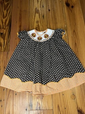 Lil Cactus Smocked Thanksgiving Turkey Fall Harvest Dress, 12-24 Months Girl