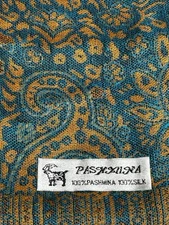Pashmina Shawl Scarf Wrap Teal & Gold Paisley Floral Boho Multifunctional