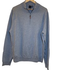 BLACK by Saks Fifth Avenue Men's Grey 100 Wool Quarter Zip Sweater XXL